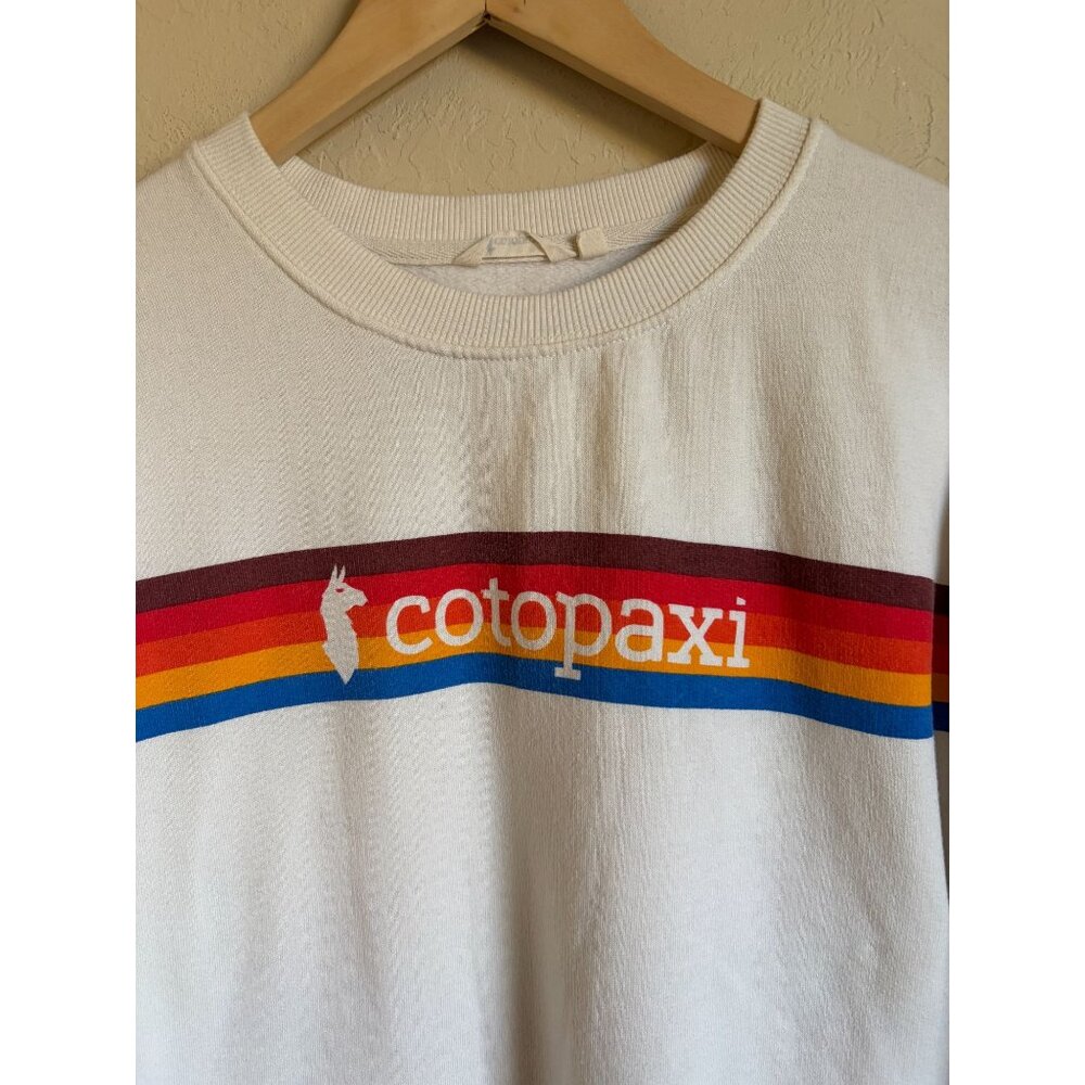 cotopaxi White Crewneck Sweatshirt with Rainbow Stripe - Picture 11 of 11